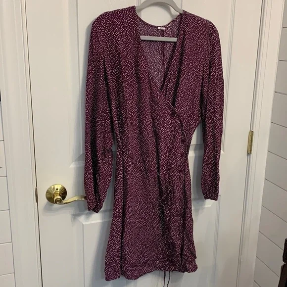 GAP NWOT maroon/white polka dot midi dress size 20 - Picture 2 of 7